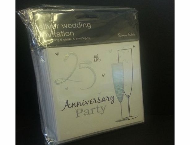 Simon Elvin 25th Silver Wedding Anniversary Party Invitations {Holographic} 36 Cards with Envelopes